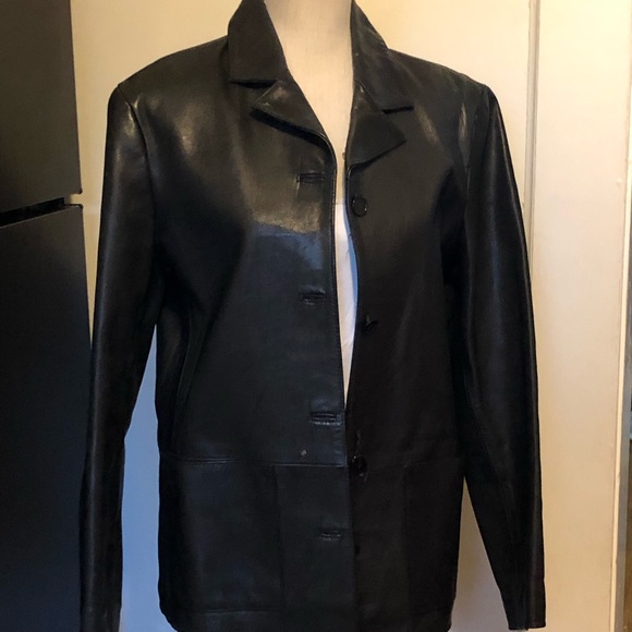 GAP Jackets & Blazers - Gap Leather Black Jacket 27” length Sleeves 25”
